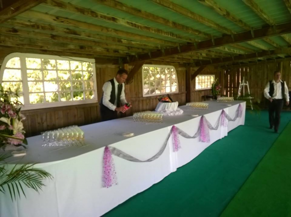 Vin d'honneur en extérieur lors d'un mariage - Auberge de la Luzerne près de Caen